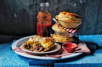 Steak and cheesy potato pies