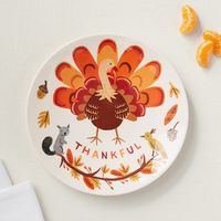 Give mealtime a playful, Thanksgiving-inspired update with this colorful, festive set. Sturdily crafted from melamine, each piece is dishwasher-safe and durable. Let the turkey eating begin! Created by Rifle Paper Co., a stationery and lifestyle brand based in Winter Park, Florida, founded in 2009 by husband-wife team Nathan and Anna Bond. Anna's hand-painted illustrations and distinctive color palette are at the heart of the brand, and their thoughtfully designed line of stationery, home decor and gifts create moments of unexpected beauty in the real world. DETAILS YOU'LL APPRECIATE Rifle Paper Co. Thanksgiving Plate Plate is crafted of bamboo melamine. Features Rifle Paper Co. Thanksgiving decal. Rifle Paper Co. Thanksgiving Bowl Bowl is made of Melamine. Bowl features Rifle Paper Co. ar