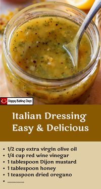 Discover an easy and delicious Italian Dressing recipe that's perfect for salads, marinades, and more! Simple ingredients, bursting with flavor—whip it up in minutes! #italiandressing #homemadedressing #saladrecipes #easyrecipes #italiancuisine #healthyeating #dressingrecipes #foodie #kitchenhacks #sladdressing