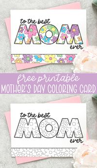 Free Printable Mother's Day Coloring Card #freeprintable #mothersday #kidsactivities #coloringpage #greetingcard #giftsformom #kidscoloring #mom #grandma #printablecard