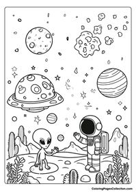 Astronaut coloring pages featuring adventurous illustrations, great for kids who enjoy coloring and love space.