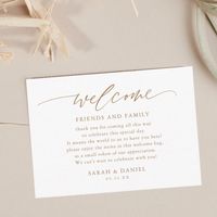 Gold Elegant Wedding Welcome Gift Bag Place Cards