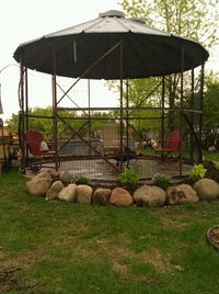 Made a gazebo out of an old recycled corn crib