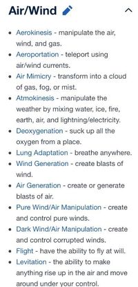 Magical powers related to Air/Wind. Missing a fart related power, though :D