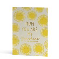 My Sunshine Mum Gold Foil Card - Artwork by Jessica Forgie for Ohh Deer Mum, you are my sunshine! This happy, sunny card is perfect for mum's birthday or Mother's Day alike. So if your mum makes you beam like 100 suns, get her this card and let her know how important she is to you! This greeting card comes naked (no cello sleeve) with a kraft brown envelope. It is printed in the UK on FSC board. Card Size (A6): 10.5cm x 14.8cm