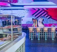 M-RAD designed an 80's retro-inspired space for the pizza franchise GAME-OVER PIZZA located in Hollywood, Los Angeles. The project was completed in 2019.