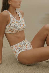 Floral Full Coverage High-Waisted Swim Bottoms | Geode Swimwear