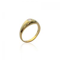 Gold Plated MJ Ring with Solitaire Zirconium Stone