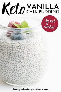 This keto vanilla chia pudding offers just about everything you can expect from a keto snack: it's super easy to prepare, super healthy and of course - super delicious. With only 3g net carbs per serving it is perfect for anyone who follows a low carb or keto diet and thanks to the chia seeds this pudding also contains a lot of fiber! This recipe is the perfect sweet snack or can serve as a quick keto breakfast!