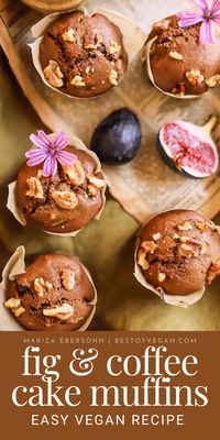 This sweet Fig & Coffee Cake Muffin Recipe by Mariza Ebersohn is plant-based, delicious, and the perfect addition to your vegan breakfast and/or brunch menu! If you're looking for breakfast inspo or a dairy-free recipe idea that can be meal prepped, you'll love these coffee and fig muffins. #VeganBrakfast #EasyBreakfastIdeas #VeganMuffins #CoffeeCake #FigRecipes 💗