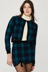 Black & Blue Plaid Knit Cardigan - RachelAntonoff.com