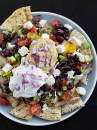 Loaded Greek Nachos with Hummus