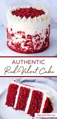 how to make an authentic red velvet layer cake with cream cheese frosting. If you've been wondering how to make a REAL red velvet cake, you need to try this recipe!