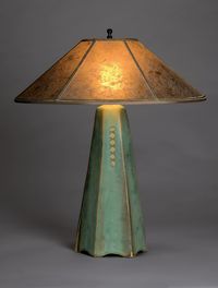 Six-Sided Lamp in Celery Glaze by Jim Webb - (Ceramic Table Lamp)