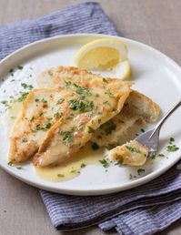 Fillet of Sole with Lemon-Wine Pan Sauce / JillHough.com here Dressed up  with a simple pan sauce—this recipe is still an easy, quick, and delicious way to enjoy fish.