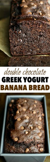 Double Chocolate Greek Yogurt Banana Bread | running with spoons