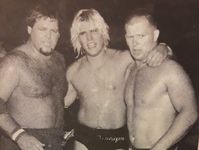 Jerry Lawler, Tommy Rich and Bob Backlund at a Pro Wrestling USA show in 1985