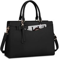 RAINSMORE Laptop Bag for Women 15.6 Inch PU Tote Bag Business Office Work Bag Waterproof Briefcase Computer Tote Lightweight Handbag Shoulder, Black