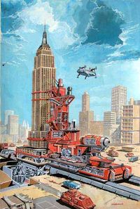 Empire State Building transportation - Cutaway illustration by Graham Bleathman - From Thunderbirds