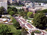 The Skinner Mall lies at the heart of the Creighton University campus,