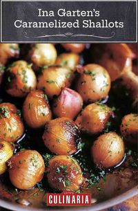 Shallots take on a dulcet, docile personality when slowly coaxed to a caramelized brown. Easy to make. And easygoing by way of going well with just about anything. #shallots #sidedishrecipes #inagarten #barefootcontessa