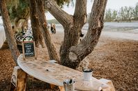 Surf Ranch California Wedding- surf board guest book table, unique guest book ideas