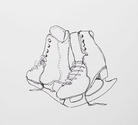 Black line drawing of skates  // fine art print of by ArtyDidact, $15.00