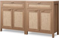 Amazon.com - SICOTAS Sideboard Buffet Cabinet Set of 2, Rattan Credenza Storage Cabinet, Boho Buffet Table Console Cabinet with Drawer, Farmhouse Coffee Bar Cabinet for Entryway Living Room, Natural Oak - Buffets & Sideboards