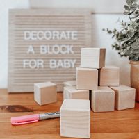 Use this wooden block set for your upcoming baby shower! This listing is for 12, 1.75 inch blank blocks for guest to decorate and become a keepsake for mama and baby for many, many years! You will receive 12 wooden blocks, sanded smooth on each side with rounded safe corners and a cloth bag for easy storage and clean up. Please note, if you intend for baby to play with these blocks, remember to use non-toxic and child safe paints, pens and sealers. If you have any questions, please message me.