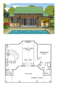 Coastal House Plan 57863 | Total Living Area: 932 sq. ft., 1 bedroom and 1.5 bathrooms. #coastalhome