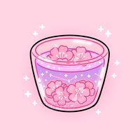 #cherry #blossom #tea #cup #drink #cute #kawaii #sakura #flowers #pink #purple #stars #sparkles #glass #soft #aesthetic #digitalart #digitalartist #art #drawing #illustration #sticker