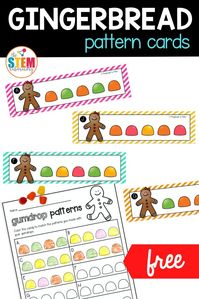 These gingerbread pattern cards are great to use as a math center or morning work activity. Perfect for pre k and kindergarten kids during the holiday season! #patterns #holidaymath