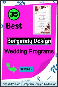 Ultimate Collections Burgundy Design Wedding Programs - Rustic Marsala Burgundy - Burgundy Marsala Red Floral Chic - Marsala with Pink Flowers - Burgundy Marsala Tri-Fold - Modern Burgundy Floral Folded and More...Check it out!