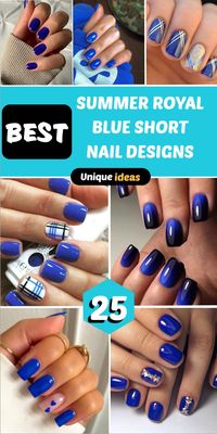 💅🌸 Elevate Your Summer Look with Royal Blue Short Nails! Whether you're attending a garden party or lounging by the pool, these trendy nail designs will add a touch of sophistication to your outfit. From minimalist stripes to intricate floral patterns, our curated collection has something for every style. Express your unique personality and showcase your fashion-forward flair with these royal blue short nail designs. #ElevateYourSummerLook #RoyalBlueShortNails 💅🌸