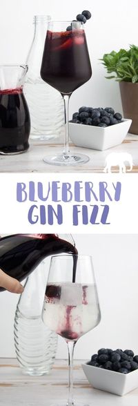 Blueberry Gin Fizz with homemade blueberry syrup | ElephantasticVegan.com #cocktail #blueberry #gin #drink via @elephantasticv