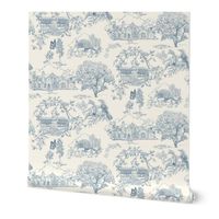 Texas Toile Vintage Blue Wallpaper | Spoonflower