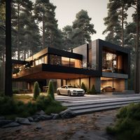 Luxury houses in the forest