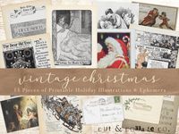 Vintage CHRISTMAS Digital Holiday Papers Junk Journal Scrapbook Collage Kit, INCLUDES 15 Individual High Resolution Images