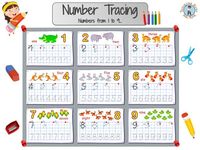 Free printable number tracing worksheet for preschoolers and kindergartners! Trace and write the numbers 1 to 9. Kids enjoy tracing numbers. https://treasurehunt4kids.com