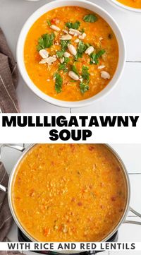 This vegan mulligatawny soup recipe is easy to make with Indian spices, red lentils, carrots, apple and coconut milk for a filling soup that’s packed with sweet and spicy flavour. This is a vegan version of mulligatawny soup, so it doesn’t contain chicken. Red lentils add protein and texture, the addition of coconut makes it creamy without using heavy cream and the rest of the ingredients add a plenty of flavor and nutrition for a hearty meal.