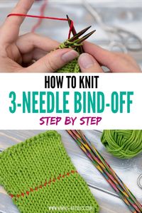 How to knit the three-needle bind-off. Step by step tutorial with video instructions for beginners to join two knitted pieces without seaming