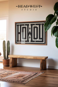 A version of our top-selling "Howdy" design, this piece is made in the style of an entryway tile mosaic. It's the perfect wall decor to greet you and your guests as they enter your western home! Available in three colors, this piece comes printed on a high-quality matte poster paper.