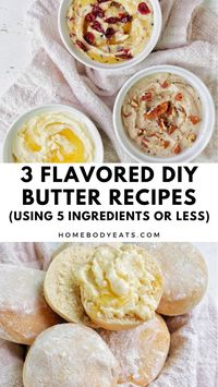 I've been looking for some DIY butter recipes to make some fun flavored butters. This homemade recipe shows you how to make sweet butter with a few simple ingredients like honey, cranberry, or pecans. If you want some fun flavored butter for your bread or rolls, you definitely have to try these recipes. I'm making them for an upcoming dinner party!