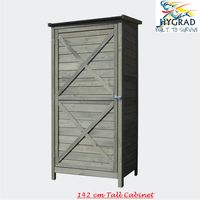 142 cm Tall Shabby Wooden Outdoor Slim Garden Shed Tool Storage Cabinet Grey on OnBuy