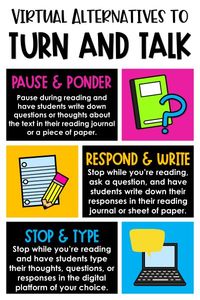 Wanting to increase the effectiveness and engagement of your virtual reading instruction? Try these virtual alternatives to Turn and Talk!