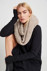 Meet London, our beloved oversized chunky infinity scarf—a staple accessory you need for any chilly day. So cozy and soft, made of French merino-based soft yarn that gives London a luxury feel similar to cashmere and silk. It can be worn as just an infinity scarf or as a head covering at the same time.[SPLIT] Available in one size. Laid flat, the scarf measures 29" (74 cm) x 19" (48 cm), which is half of the loop. French Merino Wool Blend (20% Merino Wool / 80% Acrylic). Dry clean or hand wash i