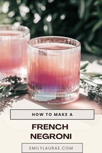 Delight your senses with a floral and berry-forward French Negroni. Made with only 4 ingredients, this refreshingly bitter and complex cocktail makes you feel like you're enjoying each sip while gazing on the French Riviera with a baguette and cheese board nearby.