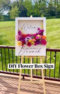 Tutorial for flower box sign with faux flowers. Perfect for weddings, baby showers, brunches, etc.