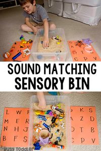 Sound Matching Bin: An Easy Phonics Activity - Busy Toddler