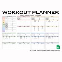 Google Sheets workout planner template to track your fitness goals and stay #Weekly_Workouts #Google_Sheets_Cleaning_Schedule #Workout_Spreadsheet #Workout_Sheets